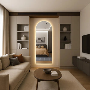 Espelho Oval com Pé Direito e Iluminação LED – Design Chique Pinterest 150/170 cm